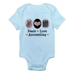 Peace Love Accounting Babies Bodysuit Light Blue