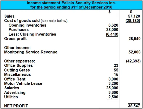 company trial balance and financial statements question position sheet in profit loss statement income will be answer