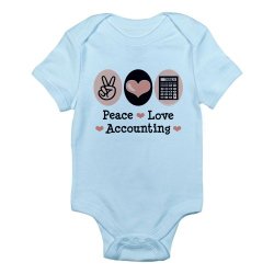 Peace Love Accounting Babies Bodysuit Light Blue