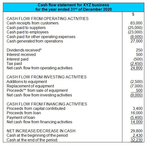 Cash Flow Statement Format