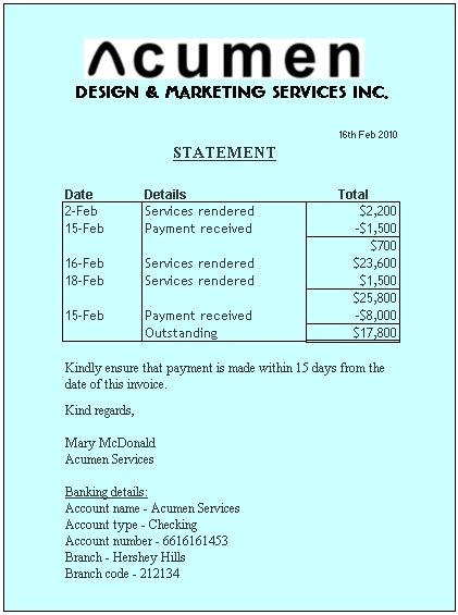 Example of Statement
